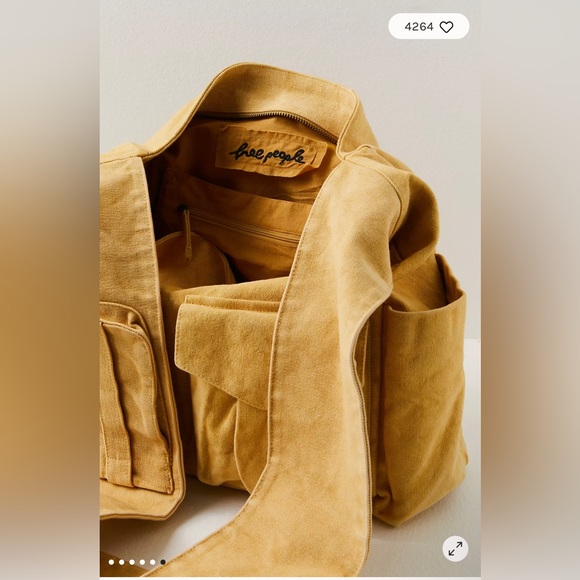 NWOT Free People Hive Carryall Bag In Sand Storm (Yellow) - Picture 4 of 6